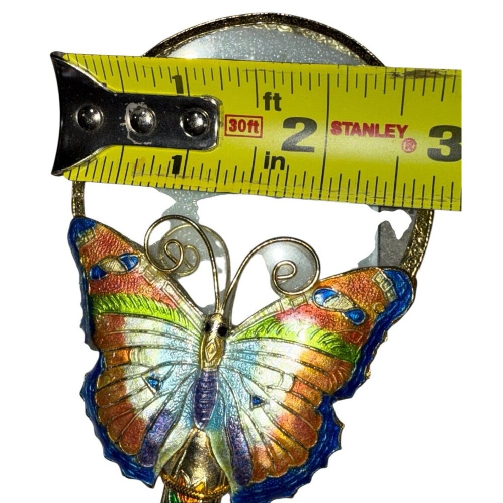 Vintage Colorful Cloisonne Butterfly Floral Handheld Magnifying Glass 2.75' - Picture 6 of 7